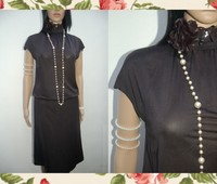 BNWOT 'SIMULTANE' 30s 70s VINTAGE STYLE GATSBY DROP WAIST BLACK DRESS UK-SMALL