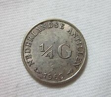 Netherlands Antilles. Silver 1/4 Gulden, 1960. Queen Juliana.