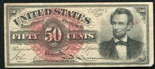 50 Fifty Cents Fourth Issue "Lincoln" Fractional Currency Note Extremely Fine