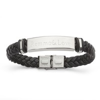 Lederarmband Leder Edelstahl Armband Flechtarmband mit Wunsch Gravur Geschenk