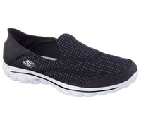 NEW SKECHERS Women Fitness Sneakers Walking Shoe GO WALK 2 - CONVERTIBLE Black