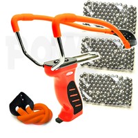 POWER Steinschleuder m MAGAZIN + G + 300 Kug + 50 GRATIS Sportschleuder Zwille