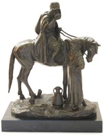 Bronze Figur von Dubucand *Wüstenreiter mit Frau* Reiter Skulptur Pferd 20561