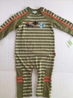 Le Top 18 Mo Moss Green Orange Cream Stripe Pilot Airplanes Coverall Romper NWT