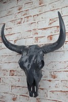 Deko Schädel Grau Stierkopf Skulptur Bullenschädel Massiv Stier Figur Bulle WOW