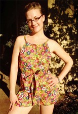 Vintage Retro hippie groovy 60's metal zipper bright floral jumper romper