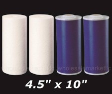 4.5" x 10" Big Blue Water Filters Gac Carbon & Sediment 4 Whole House Cartridges