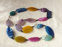 #8592# (S434-D) Halskette aus Achat-Nuggets im Farbmix