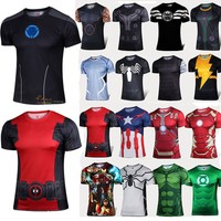 Herren SUPERHELD Kurzarm T-shirt Sports Casual Radsport Fitness Sports Shirt Top