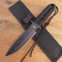 Jagdmesser Gürtelmesser Arbeitsmesser Fahrtenmesser schwarz + Scheide - 44496