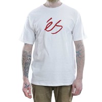 Es Skateboarding Footwear Mid Script T-Shirt White Tee New BNWT Free Delivery
