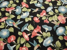 Hummingbirds & Morning Glories Tossed on Black B/G-BTY By Benartex
