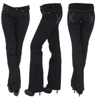 Schlaghose Hüftjeans Strechjeans Bootcut Schlag Hüft Hose Jeans, A50