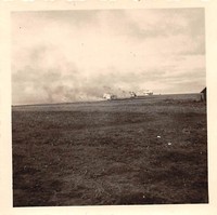 Brennende Häuser bei Smolensk Russland Ostfront