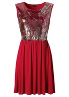 Pailletten-Kleid 32/34/36/38/40/42 Rot Damenkleid Cocktailkleid Abendkleid Neu