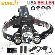 GENUINE BORUIT Headlamp Head Light Torch 30W 12000LM 3X XML6 LED