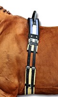 Longiergurt mit Haltegriff Voltigiergurt Gurt m. Griff Full dunkelblau-beige NEU