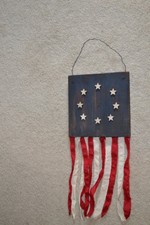 American FLAG plaque with rag streamers
