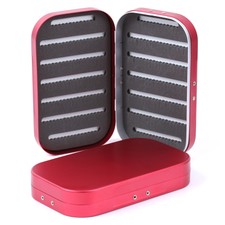 Aluminum Fishing Tackle Box Red Fly Fishing Box Micro-slotted Foam Insert