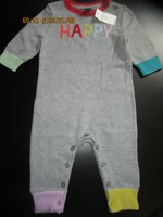 NWT BABY GAP 3 6 Girls or Boys Long Sleeve Knit Gray "Happy" One-Piece NEW