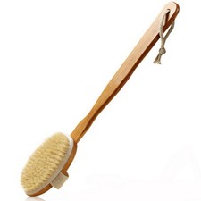 Natural Wooden Bath Brush Long Handle Body Back Scrub Massage Shower Brush