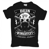 T-Shirt Natürliche Auslese WUNSCHTEXT WUNSCHNAME Patch Biker ACAB Hooligan Skull