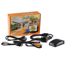 Black PC MAC VGA to AV TV RCA S-Video Converter Box Adapter with Audio Cable