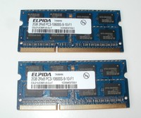 4GB DDR3 RAM 2x2GB Notebook Speicher ELPIDA PC3-10600S-9-10-F1 SO-DIMM