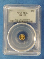 No Date 25C Bg-222 California Fractional Gold Pcgs Ms64