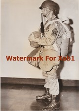 WW2 1944 Press Photo U.S. Army Paratrooper Sergeant  with Full Field Equipment