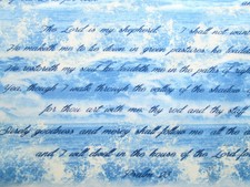 KANVAS BIBLE STUDY II LORDS PSALM PRAYER HEAVENLY BLUE #2069 COTTON QUILT FABRIC