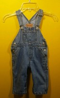 Levi's Boys Girls Blue Denim 1 Piece Overalls Bib Jeans Sz 6-9 Mos Red Tag EUC