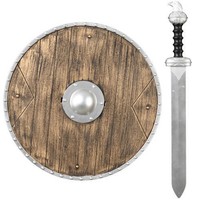 Wikinger Set für Erwachsene, Schild & Schwert - Barbaren-Kampf-Set