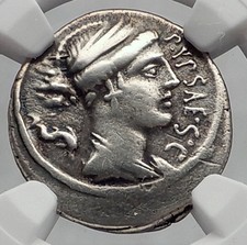 Roman Republic Neptune's Daughter Rome Captures Privernum Silver Coin NGC i60196