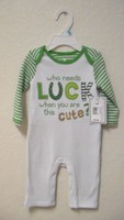 NWT Boys Girls 3-6M Koala Kids Romper Who Needs Luck When You're Cute St Patrick