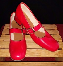 Darling Womens Vintage Red Leather Promenaders Buckle Mary Janes Size 8N Narrow