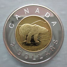 2004 Canada Toonie Proof Silver With Gold Plate Two Dollar Coin
