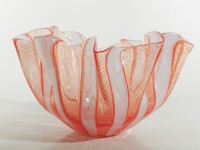 VENINI Fazzoletto ° 50's Murano xxl Glas Taschentuchvase mit Ätzmarke ° (5)