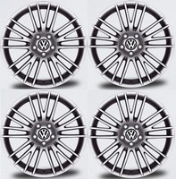 SET OF FOUR GENUINE VW GOLF R32 STYLE TITANIUM VELOS ALLOYS 18" ET44 5X112 X4