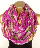 XXL Loop Schal Schlauchschal Rundschal Crash Knitter Blumen Floral Fuchsia