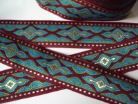 Traumschöne Borte,Lava,Weinrot,Grün,Türkis,24mm,lfm