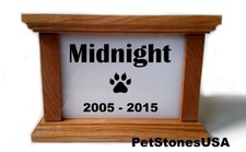 Pet Urn Memorial Cremation Box Cherry White Stone Engraved Akita Poodle Bulldog