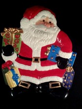 Fitz & Floyd Christmas Santa Claus Canape Cookie Plate 11 in Happy Holidays 2004