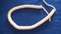 Spiralkabel weiß  220 V 3 adriges Netzkabel Wendelleitung unbenutzt mit Flecken