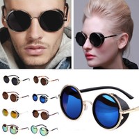 Fashion Steampunk Sunglasses 50s Round Glasses Cyber Goggles Vintage Blinder