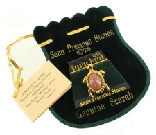 Vintage Egyptian Revival Ts Genuine Scarab Gold Tone Crawling Turtle Pin 1 1/4"