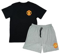 Mens Official Manchester United MUFC Man U Shorts Pyjamas PJ Set Black Grey S-XL