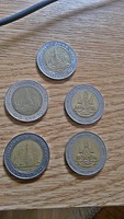5 Stück 10 THAI BAHT MÜNZEN * THAILAND * BAHT 