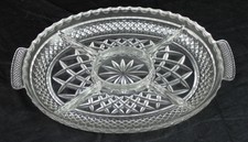 Very Heavy Pressed Clear Crystal 5 Chamber Serving Platter Dish Tray 14" Wide