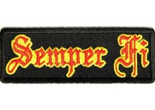 (A8) SEMPER FI 3.5" x 1.5" sew / iron on patch (3153) Marine Corps Biker Vest